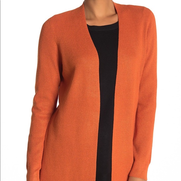 orange knit cardigan
